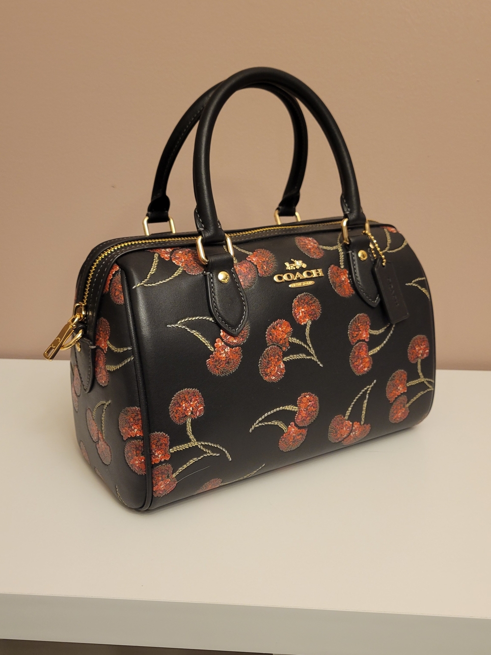 Coach Rowan Cherry-Print Satchel